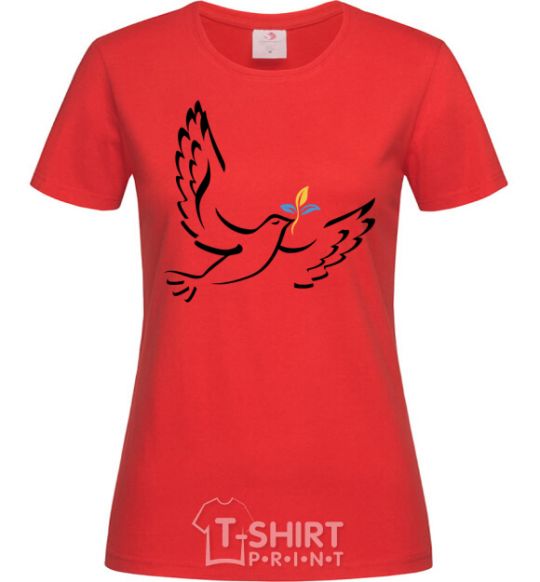 Women's T-shirt The Dove of Peace of Ukraine red фото