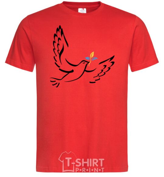 Men's T-Shirt The Dove of Peace of Ukraine red фото