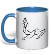 Mug with a colored handle The Dove of Peace of Ukraine royal-blue фото