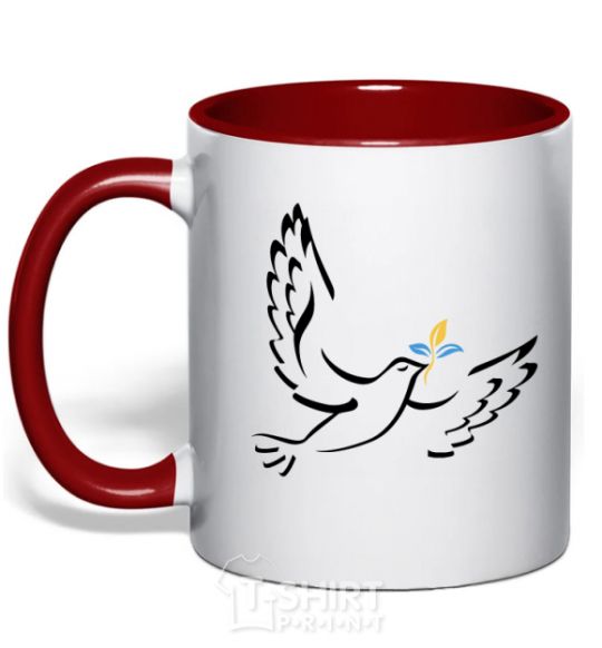Mug with a colored handle The Dove of Peace of Ukraine red фото