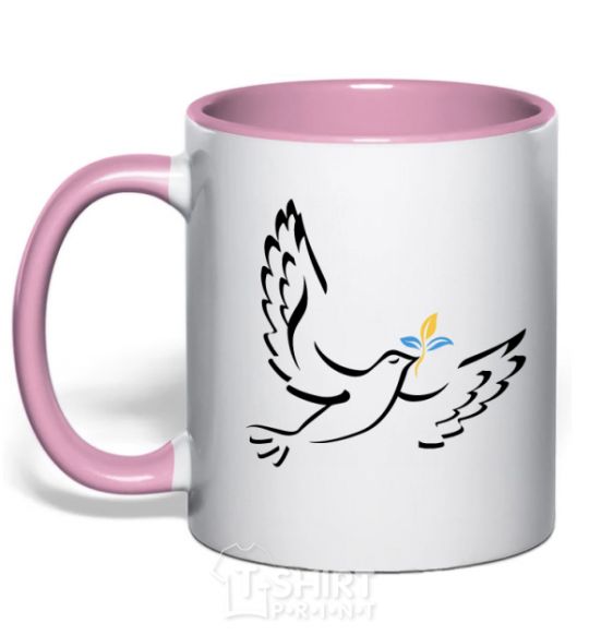 Mug with a colored handle The Dove of Peace of Ukraine light-pink фото