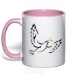Mug with a colored handle The Dove of Peace of Ukraine light-pink фото