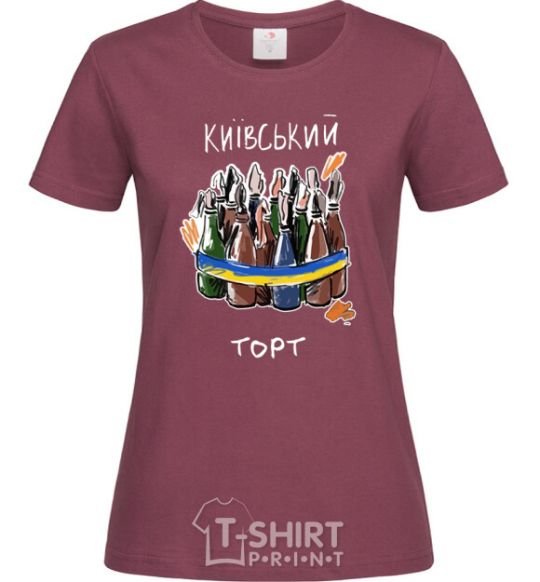 Women's T-shirt Kyiv cake burgundy фото