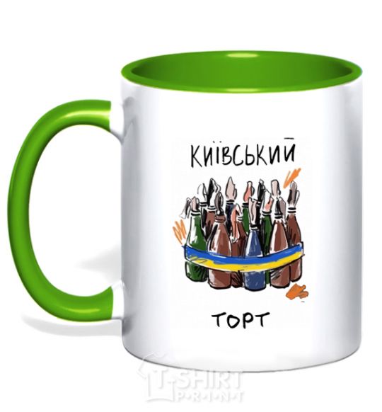 Чашка с цветной ручкой Київський торт Зеленый фото
