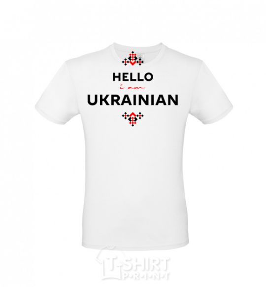 Мужская футболка Hello i am ukrainian Белый фото