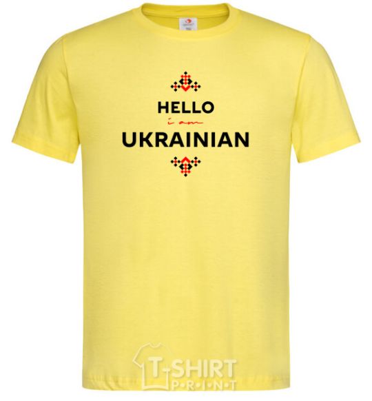 Men's T-Shirt Hello i am ukrainian cornsilk фото