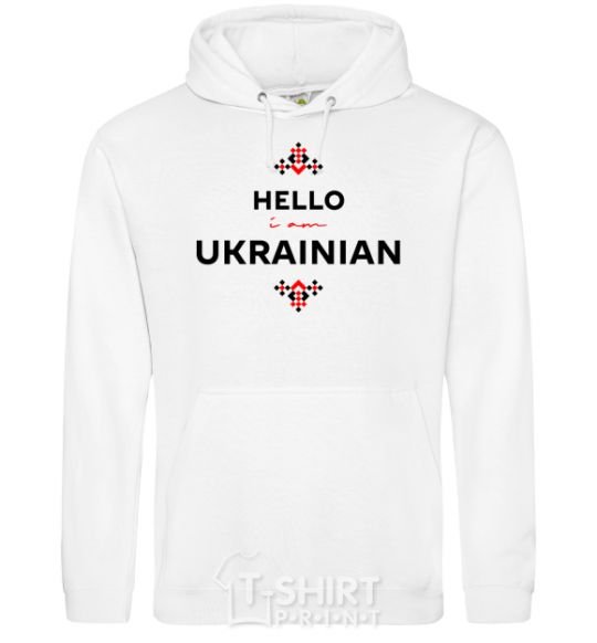 Men`s hoodie Hello i am ukrainian White фото