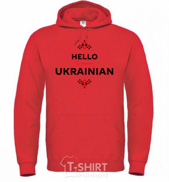 Men`s hoodie Hello i am ukrainian bright-red фото