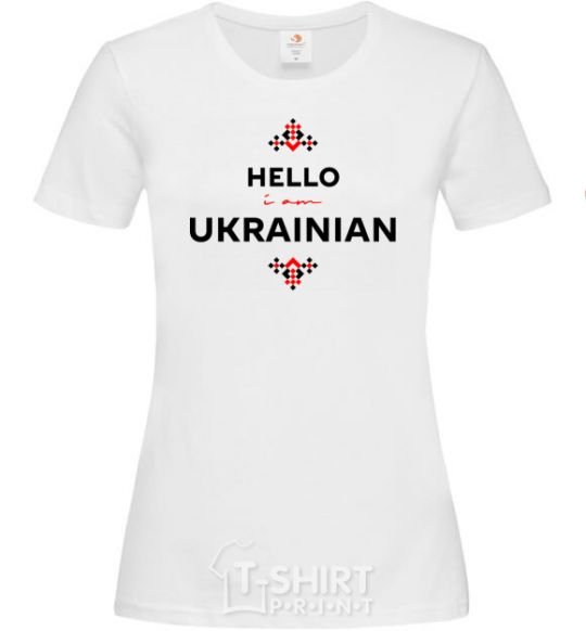 Женская футболка Hello i am ukrainian Белый фото