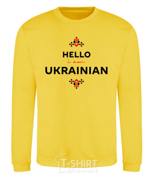 Sweatshirt Hello i am ukrainian yellow фото