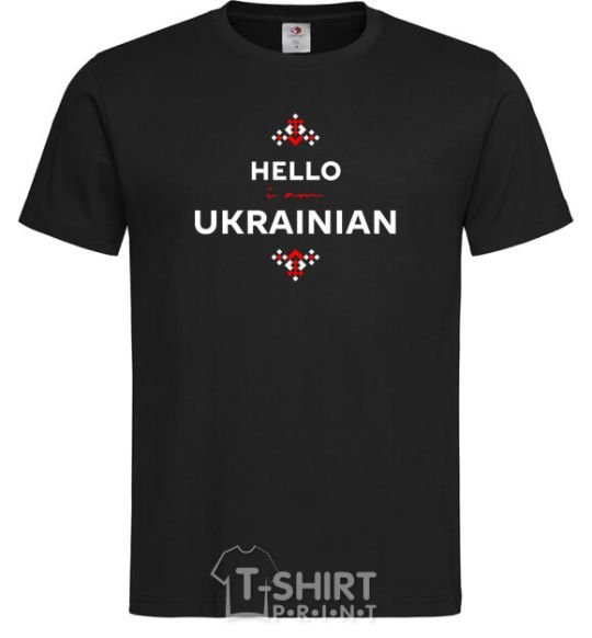 Мужская футболка Hello i am ukrainian Черный фото