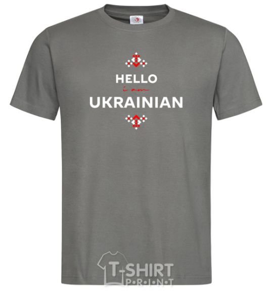 Men's T-Shirt Hello i am ukrainian dark-grey фото