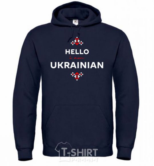 Men`s hoodie Hello i am ukrainian navy-blue фото