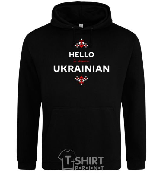 Men`s hoodie Hello i am ukrainian black фото