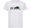 Kids T-shirt Good evening, we are from Ukraine A tractor pulls a tank White фото