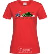 Women's T-shirt Good evening, we are from Ukraine A tractor pulls a tank red фото