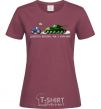 Women's T-shirt Good evening, we are from Ukraine A tractor pulls a tank burgundy фото