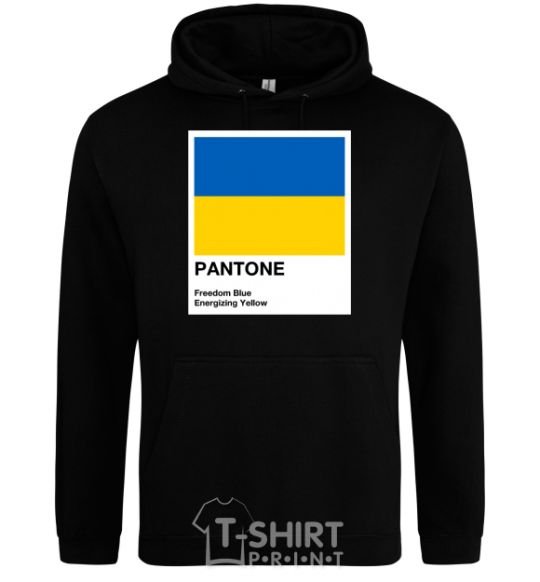 Мужская толстовка (худи) Pantone Український прапор Черный фото