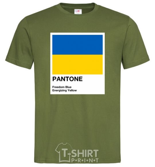 Мужская футболка Pantone Український прапор Оливковый фото