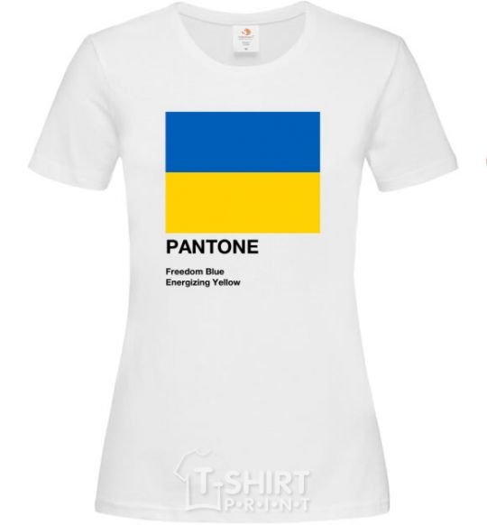 Women's T-shirt Pantone Ukrainian flag White фото