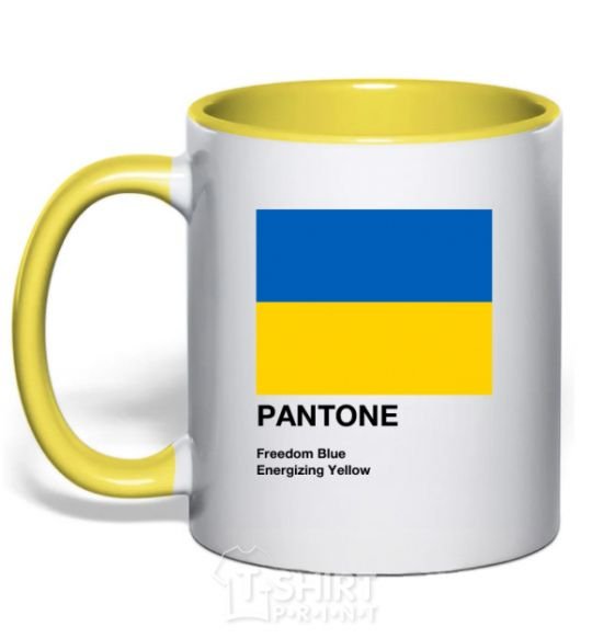 Mug with a colored handle Pantone Ukrainian flag yellow фото