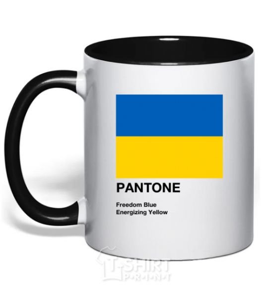 Mug with a colored handle Pantone Ukrainian flag black фото