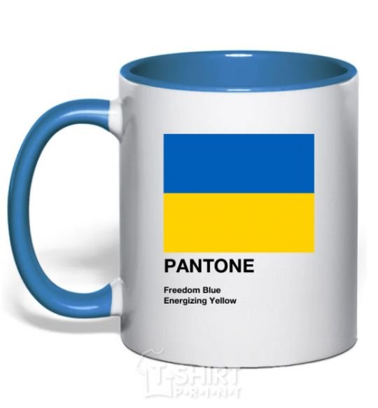 Mug with a colored handle Pantone Ukrainian flag royal-blue фото