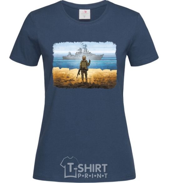 Women's T-shirt Stamp of Ukraine navy-blue фото