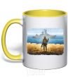 Mug with a colored handle Stamp of Ukraine yellow фото