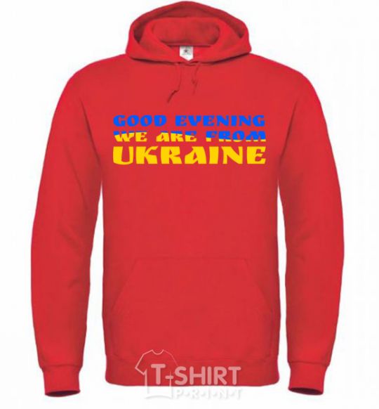 Men`s hoodie Good evening we are from Ukraine flag V.1 bright-red фото