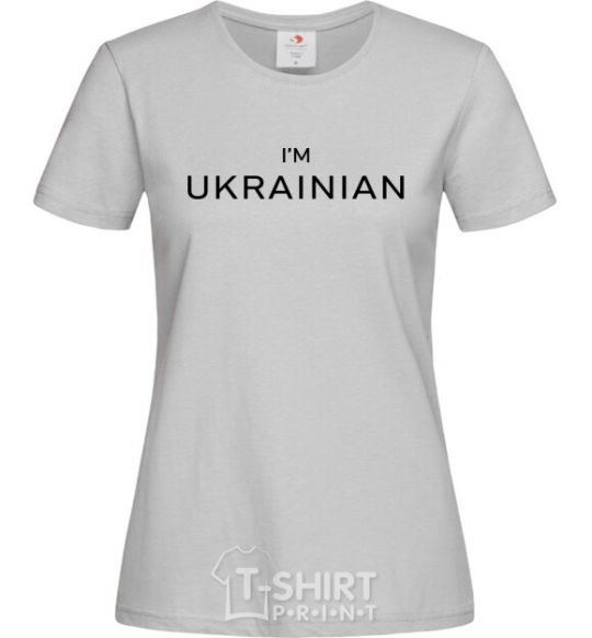 Women's T-shirt IM UKRAINIAN grey фото