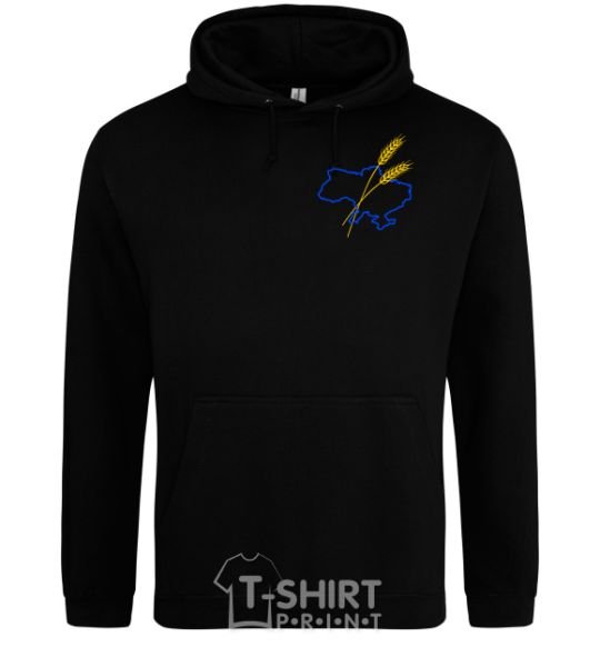 Men`s hoodie Ukraine and spikelets Embroidery black фото