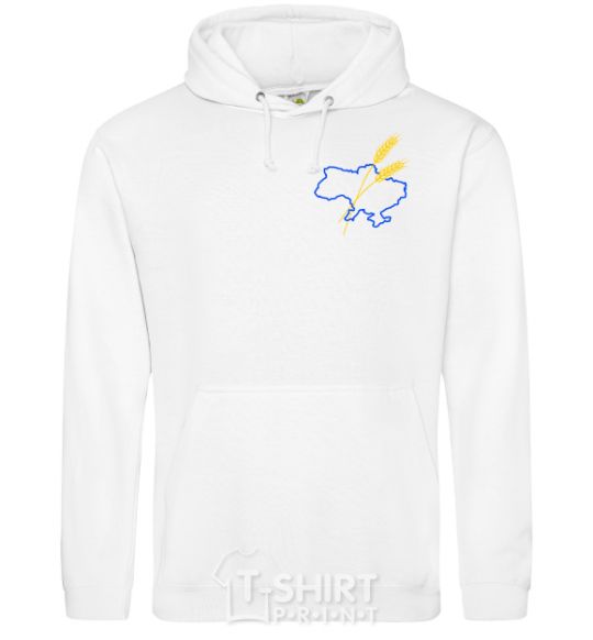 Men`s hoodie Ukraine and spikelets Embroidery White фото