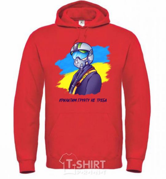 Men`s hoodie The ghost of Kyiv bright-red фото