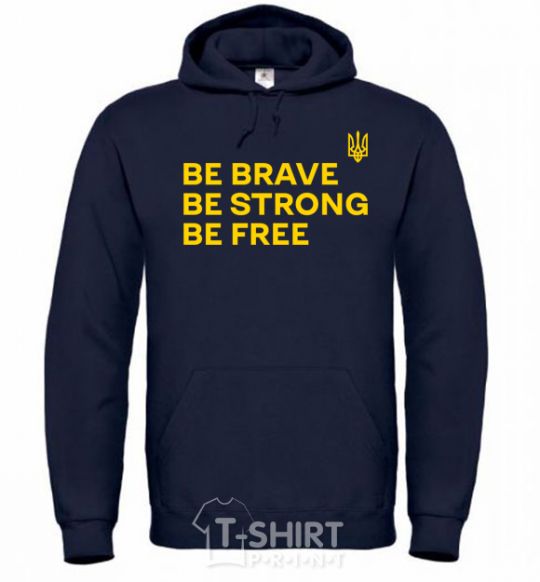 Men`s hoodie Be brave be strong be free navy-blue фото