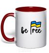 Mug with a colored handle Be free red фото