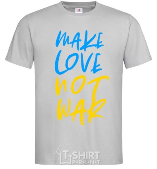 Men's T-Shirt Make love not war text grey фото