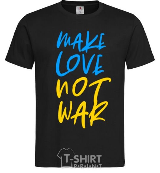 Men's T-Shirt Make love not war text black фото