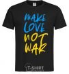 Men's T-Shirt Make love not war text black фото