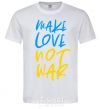 Men's T-Shirt Make love not war text White фото