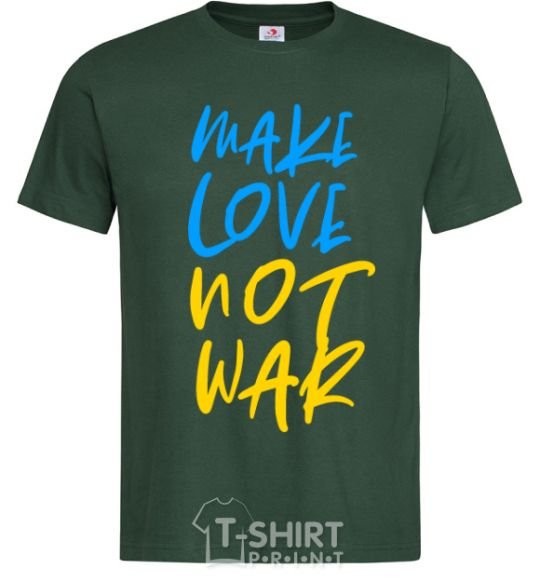 Men's T-Shirt Make love not war text bottle-green фото