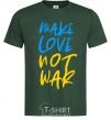 Men's T-Shirt Make love not war text bottle-green фото