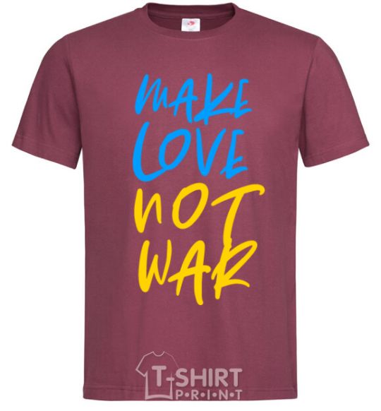 Мужская футболка Make love not war text Бордовый фото