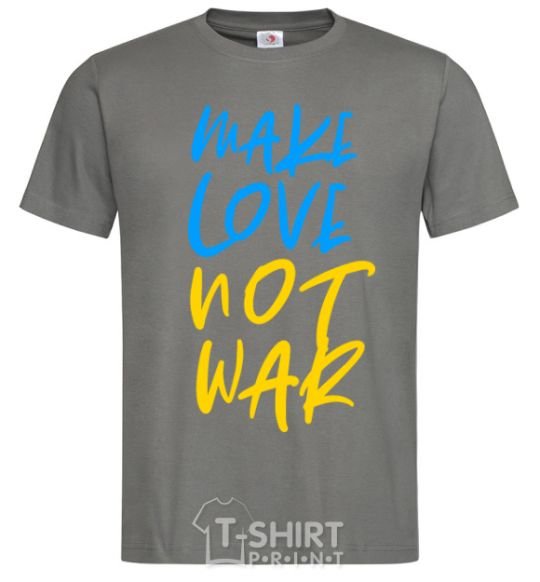Men's T-Shirt Make love not war text dark-grey фото