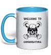 Mug with a colored handle Welcome to Chornobayivka sky-blue фото