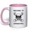 Mug with a colored handle Welcome to Chornobayivka light-pink фото