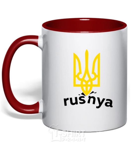 Mug with a colored handle Rusnya red фото