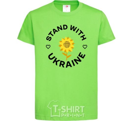 Детская футболка Stand with Ukraine sunflower Лаймовый фото