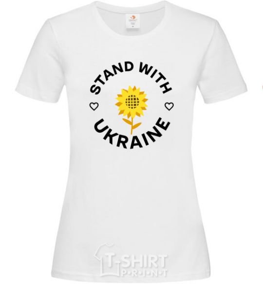 Women's T-shirt Stand with Ukraine sunflower White фото