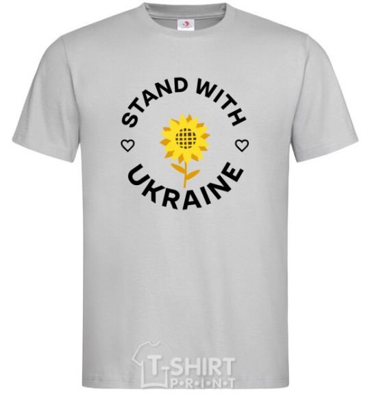 Мужская футболка Stand with Ukraine sunflower Серый фото